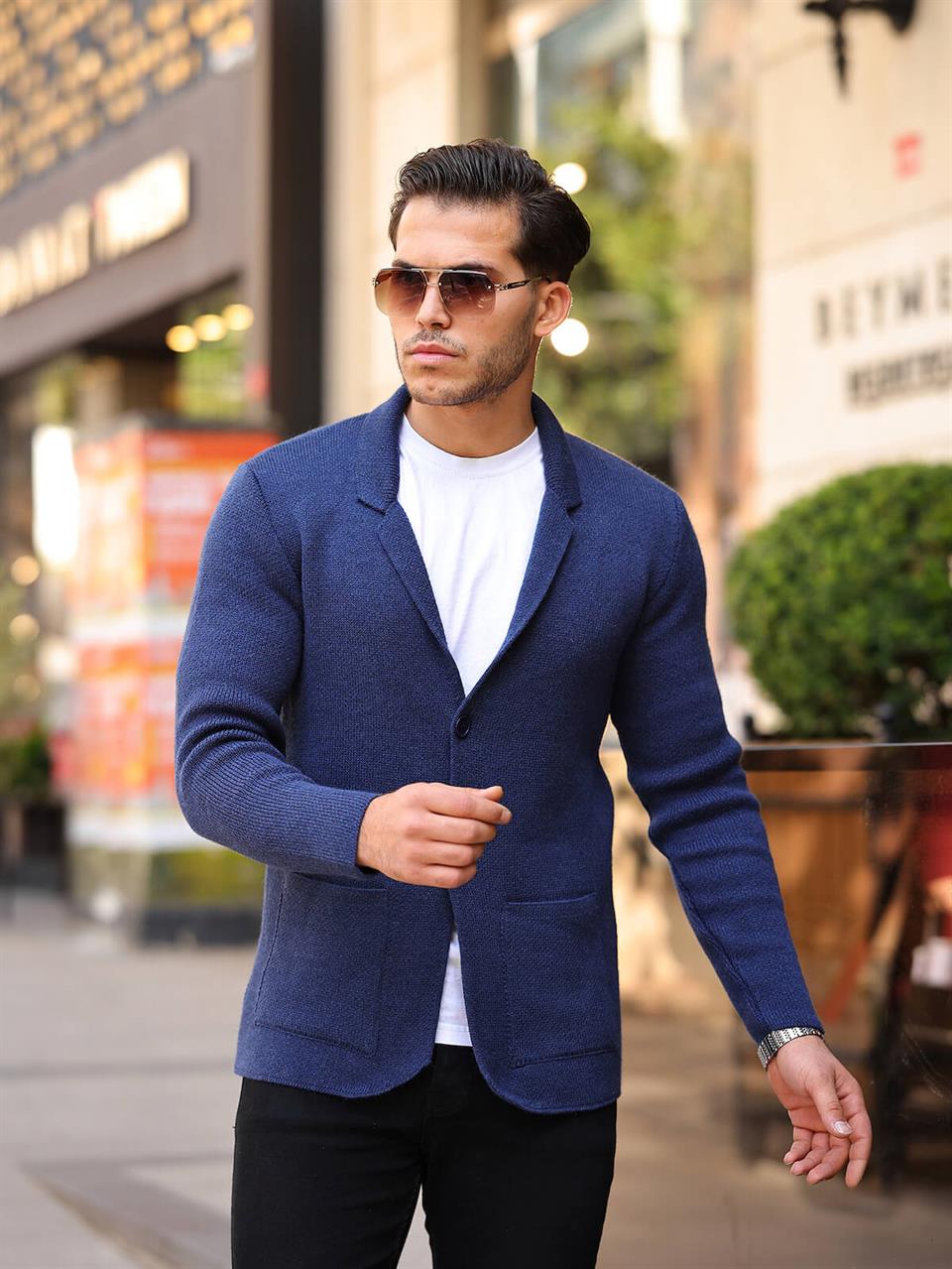 Füme Erkek Cep Detaylı Triko Ceket - 21099 - Justyol