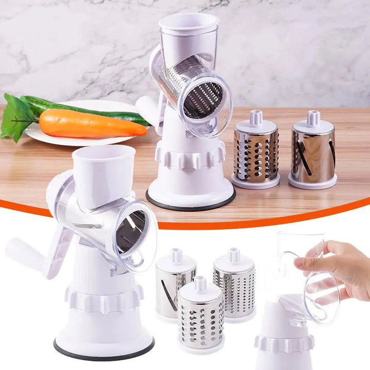 Râpe à Légumes Rotative Multifonction avec 3 Tambours