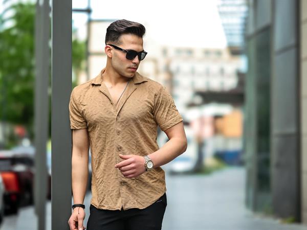 jakarli çubuk desenli fit gömlek - Justyol