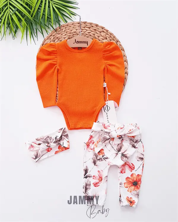 juana floral design balloon sleeve set - Justyol