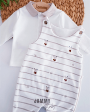 kadife geyik desenli salopet & body set - bej - Justyol