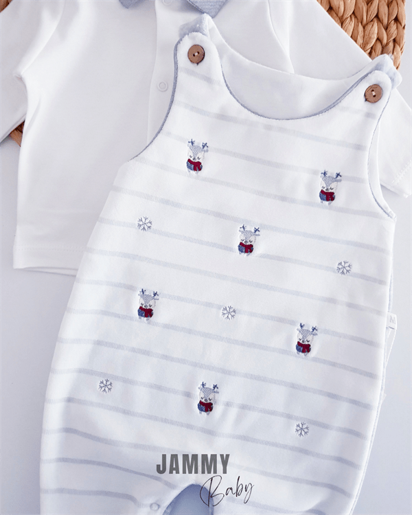 kadife geyik desenli salopet & body set - bej - Justyol
