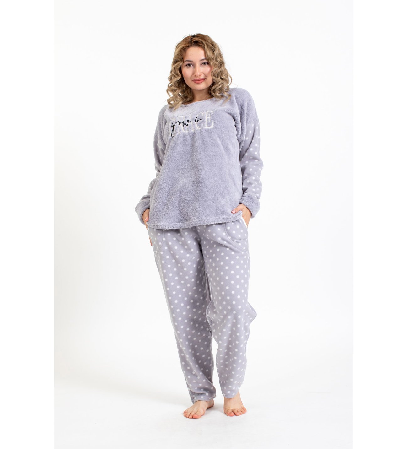 <tc>Ensemble en Polaire à Motif Pois pour Femme 4123-5 Taille 3XL</tc>