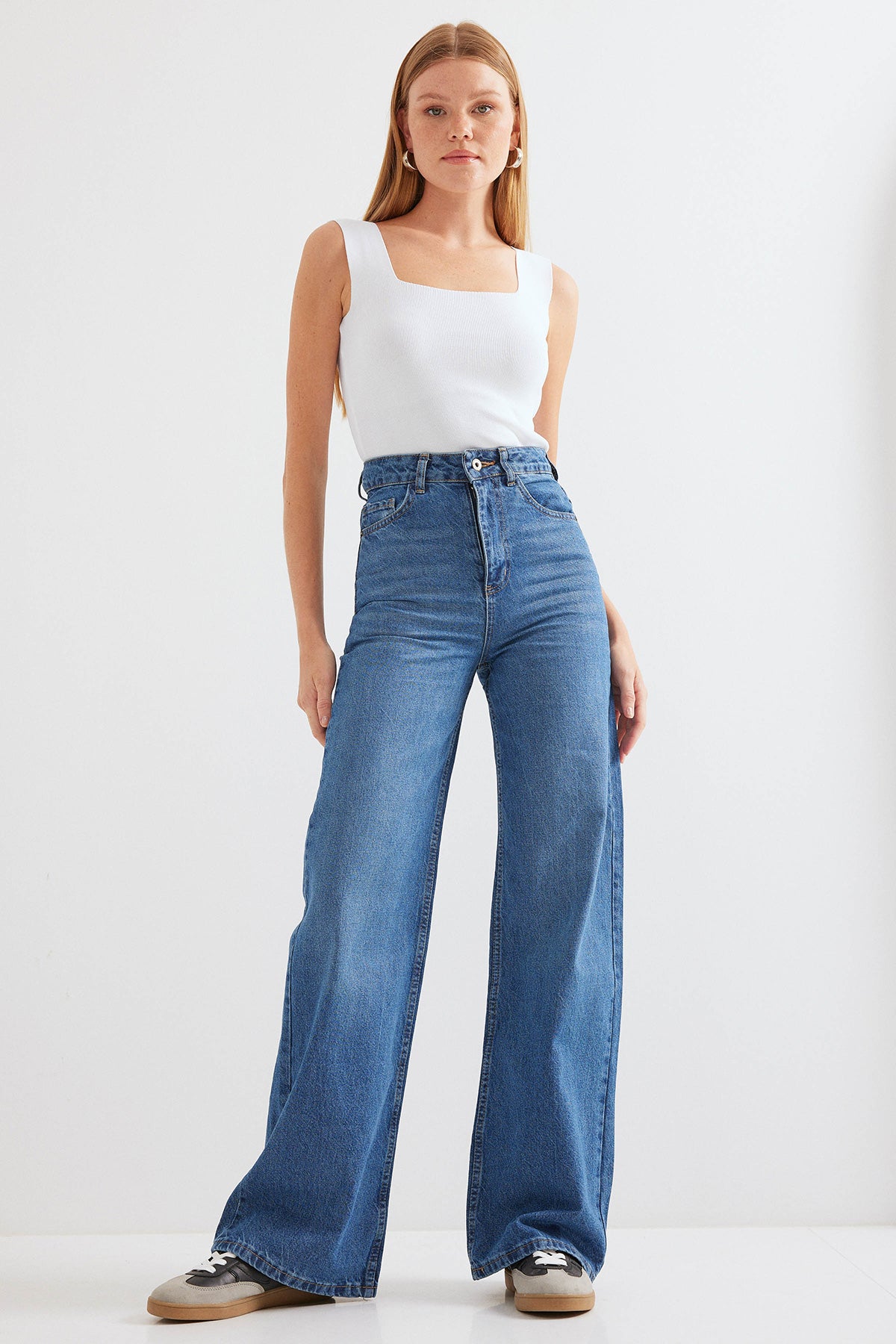 <tc>Jeans palazzo taille haute à jambes larges pour femme 6656</tc>