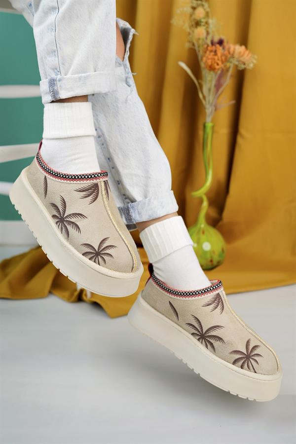 aymood kadin nude süet yarim bot içi tüylü kalin taban ayakkabi - Justyol