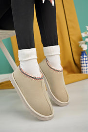 aymood kadin nude süet yarim bot içi tüylü kalin taban ayakkabi - Justyol