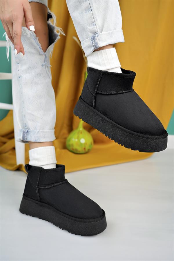 aymood kadin nude süet yarim bot içi tüylü kalin taban ayakkabi - Justyol