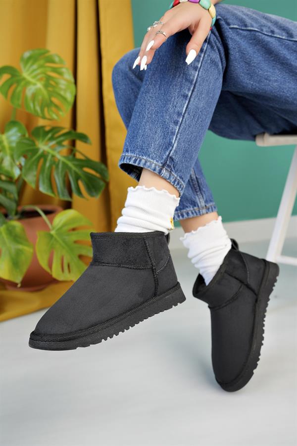 aymood kadin nude süet yarim bot içi tüylü kalin taban ayakkabi - Justyol