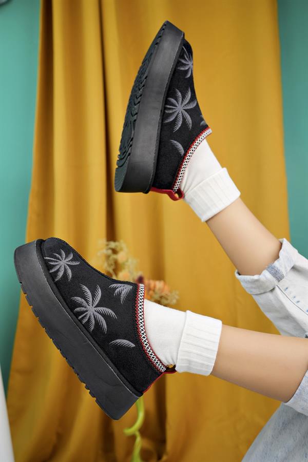 aymood kadin nude süet yarim bot içi tüylü kalin taban ayakkabi - Justyol