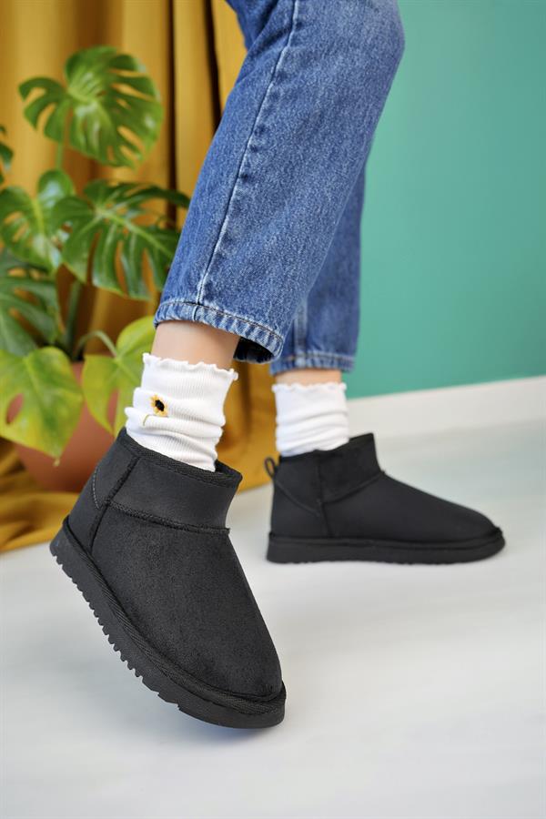 aymood kadin nude süet yarim bot içi tüylü kalin taban ayakkabi - Justyol