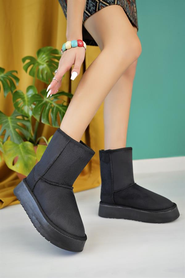 aymood kadin nude süet yarim bot içi tüylü kalin taban ayakkabi - Justyol