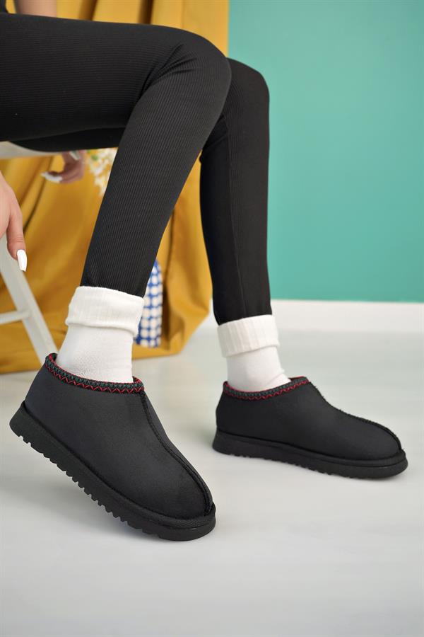 aymood kadin nude süet yarim bot içi tüylü kalin taban ayakkabi - Justyol