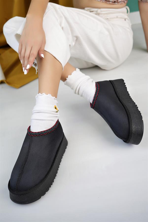 aymood kadin nude süet yarim bot içi tüylü kalin taban ayakkabi - Justyol