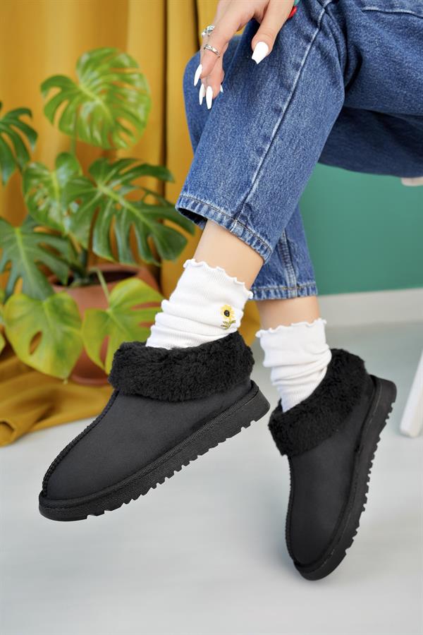 aymood kadin nude süet yarim bot içi tüylü kalin taban ayakkabi - Justyol