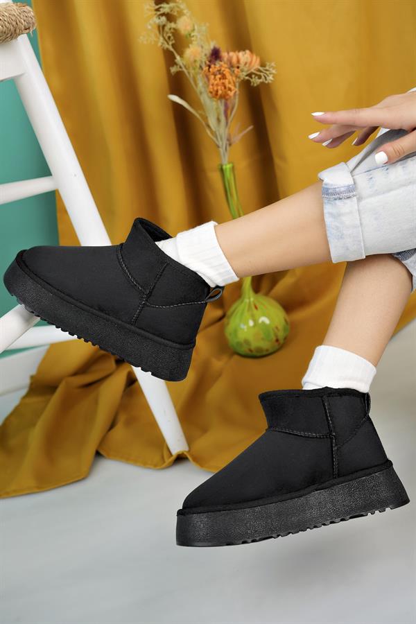 aymood kadin nude süet yarim bot içi tüylü kalin taban ayakkabi - Justyol
