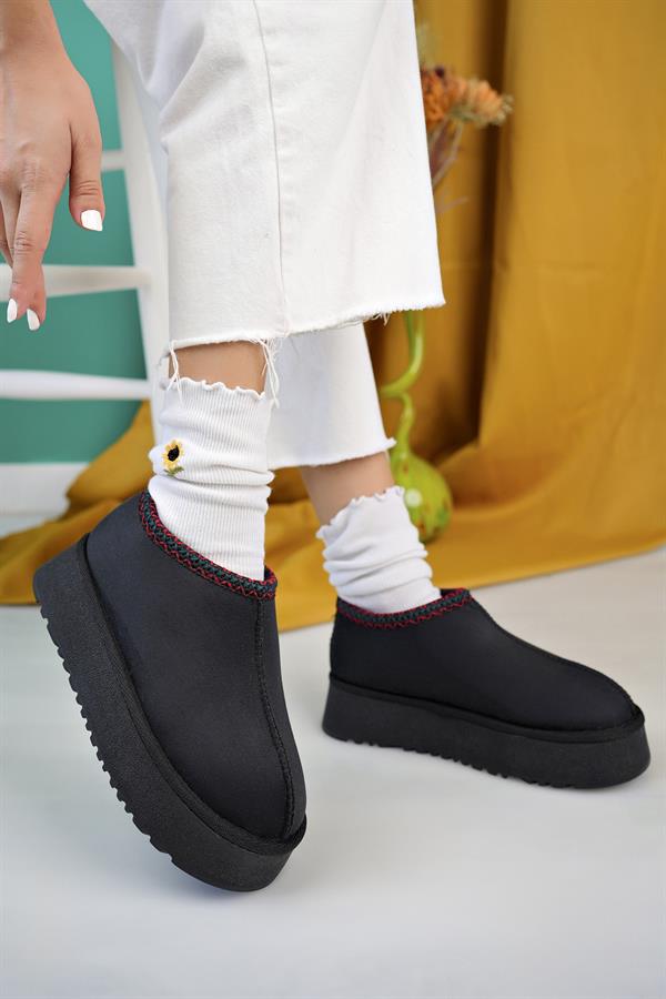 aymood kadin nude süet yarim bot içi tüylü kalin taban ayakkabi - Justyol