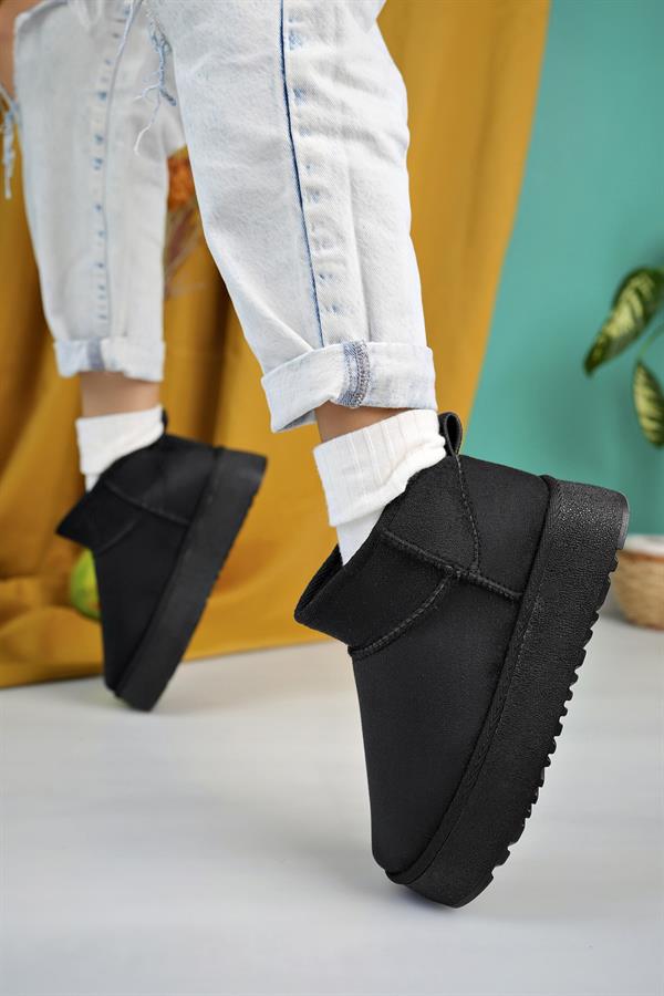 aymood kadin nude süet yarim bot içi tüylü kalin taban ayakkabi - Justyol