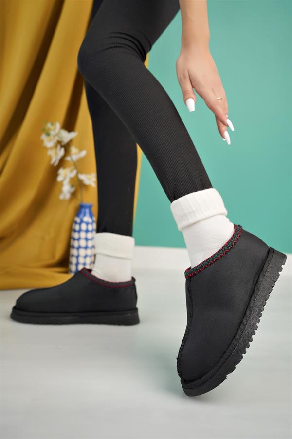 aymood kadin nude süet yarim bot içi tüylü kalin taban ayakkabi - Justyol