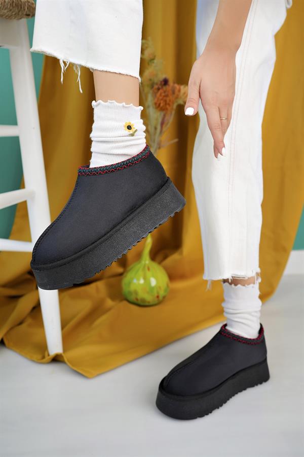 aymood kadin nude süet yarim bot içi tüylü kalin taban ayakkabi - Justyol