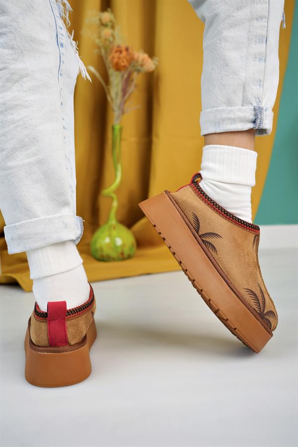 aymood kadin nude süet yarim bot içi tüylü kalin taban ayakkabi - Justyol