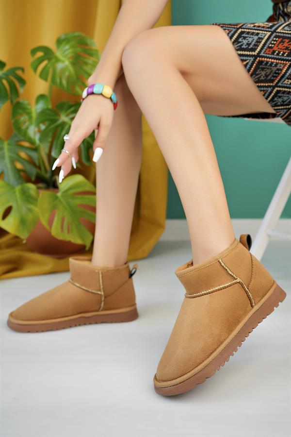 aymood kadin nude süet yarim bot içi tüylü kalin taban ayakkabi - Justyol