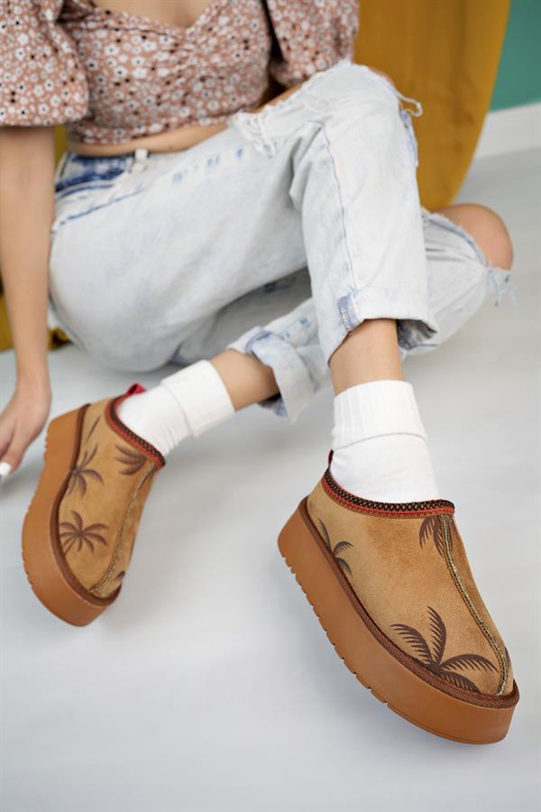 aymood kadin nude süet yarim bot içi tüylü kalin taban ayakkabi - Justyol