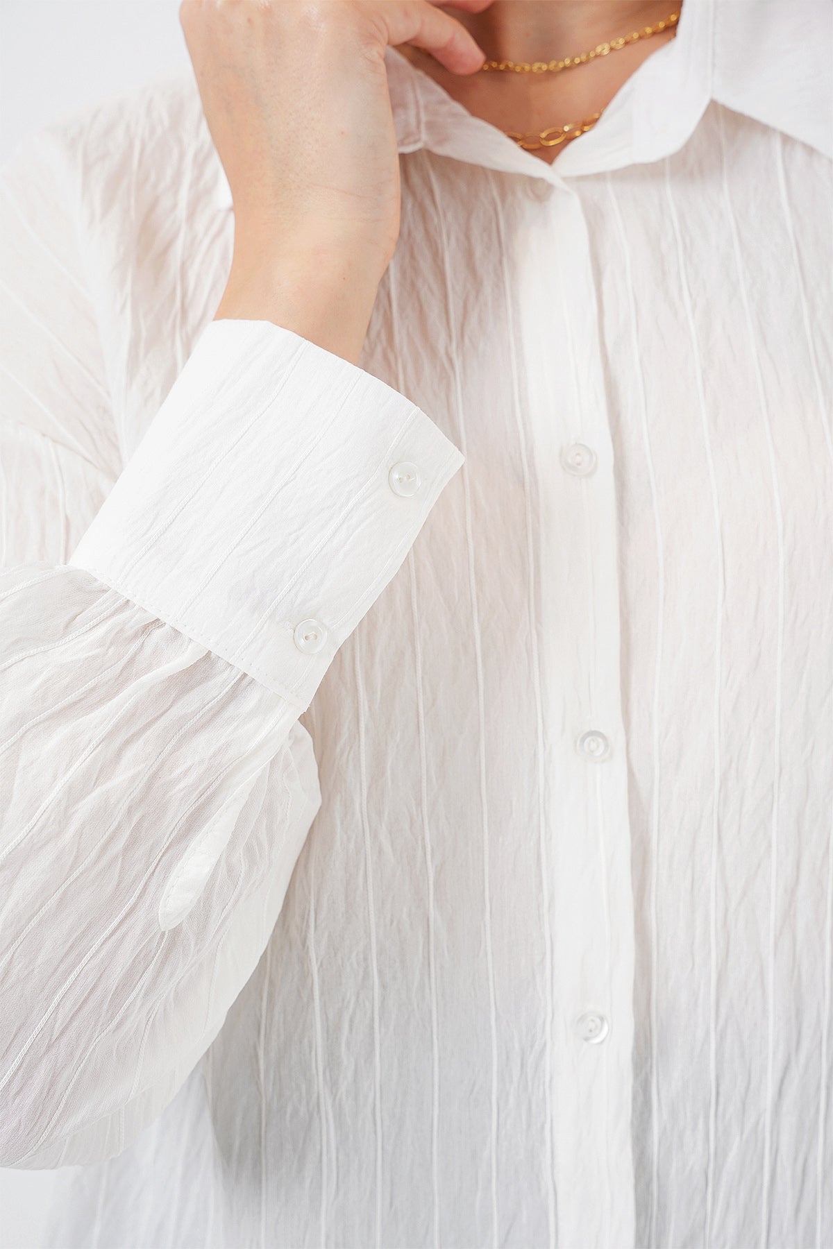 kadin çizgili uzun gömlek tunik 5963 - kahverengi - Justyol