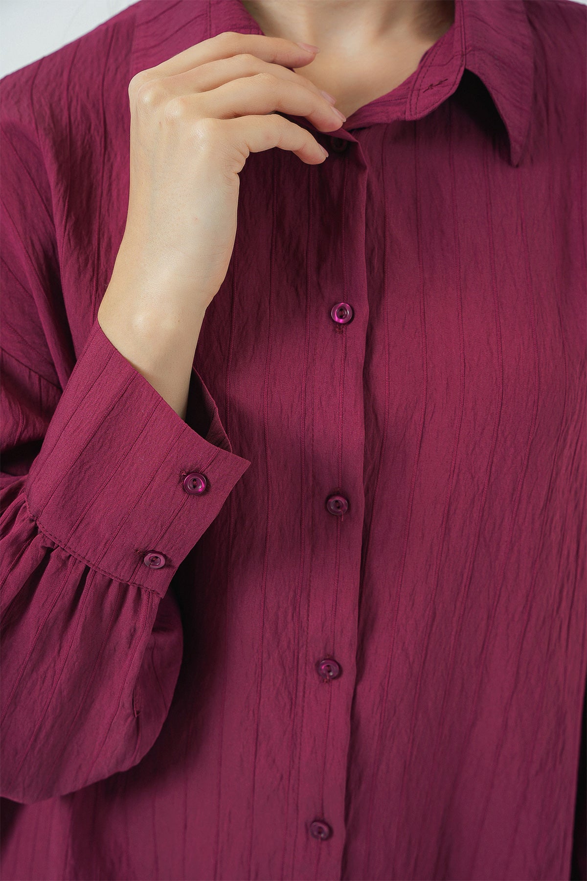 kadin çizgili uzun gömlek tunik 5963 - kahverengi - Justyol