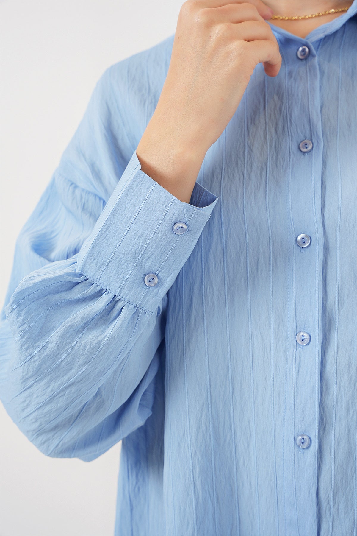 kadin çizgili uzun gömlek tunik 5963 - kahverengi - Justyol