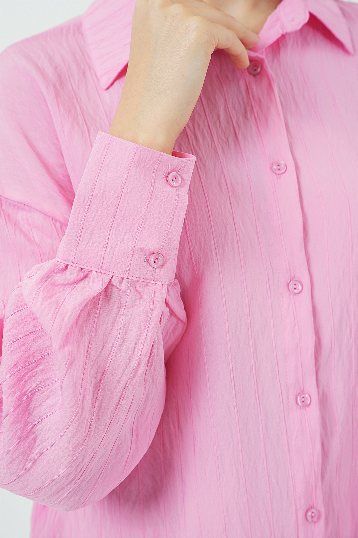 kadin çizgili uzun gömlek tunik 5963 - kahverengi - Justyol