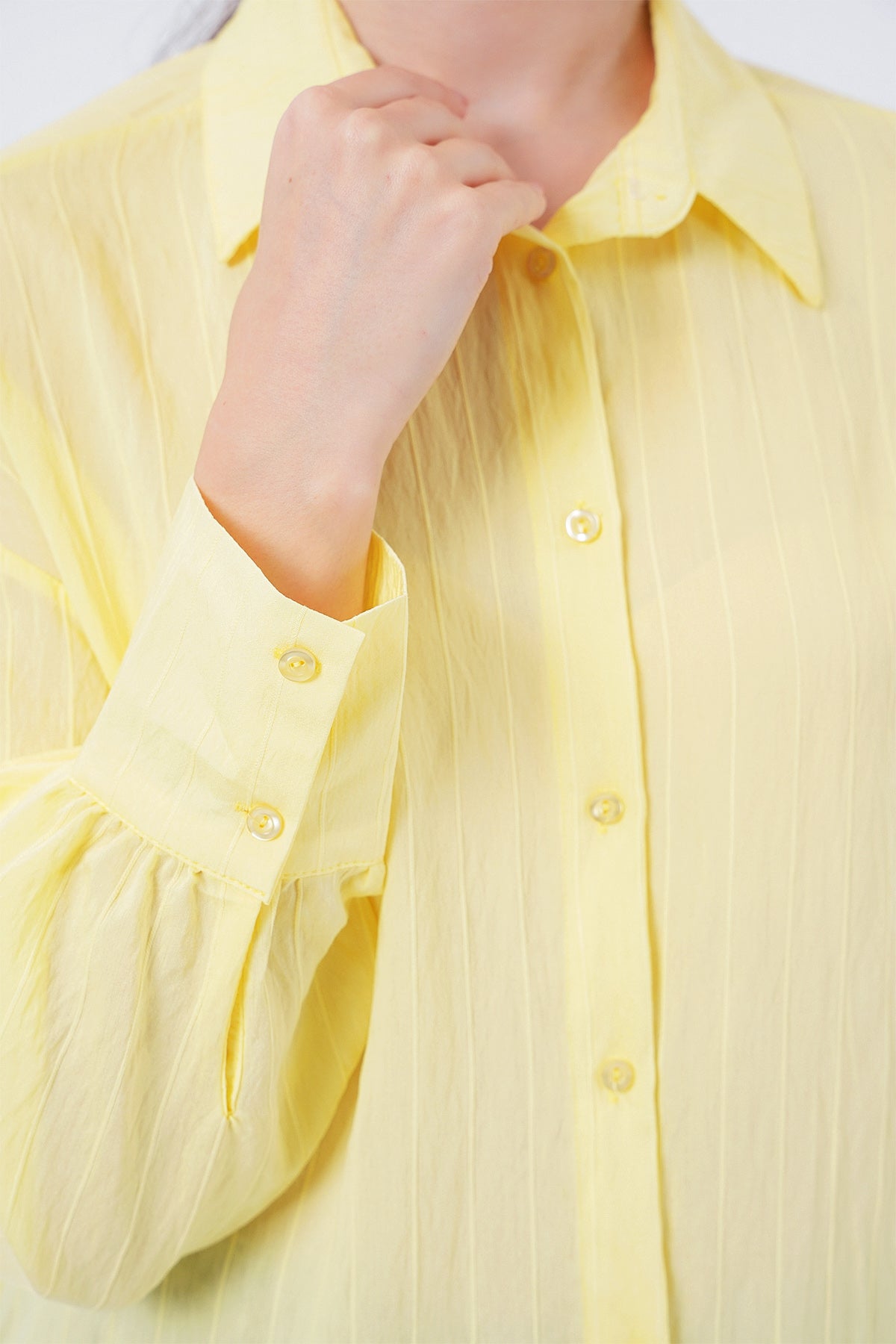 kadin çizgili uzun gömlek tunik 5963 - kahverengi - Justyol