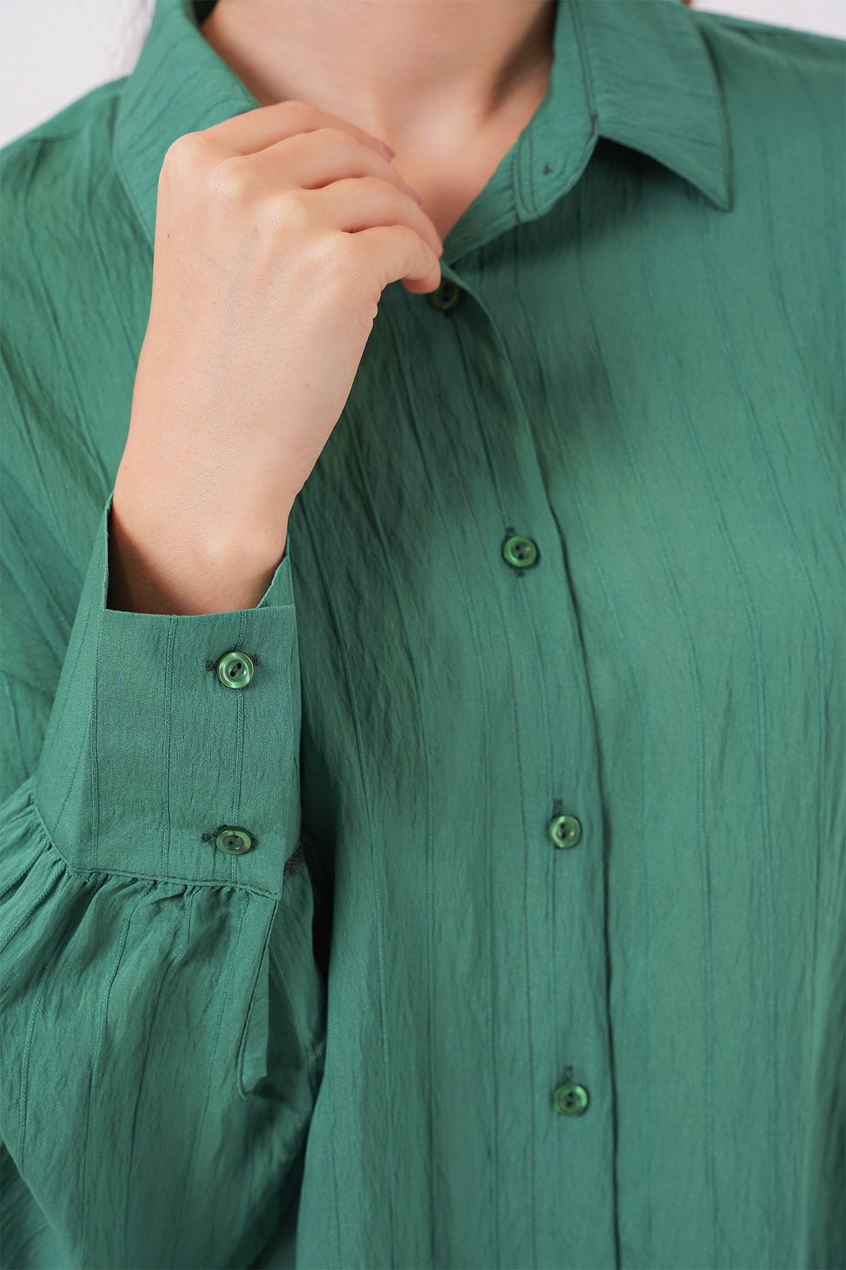 kadin çizgili uzun gömlek tunik 5963 - kahverengi - Justyol