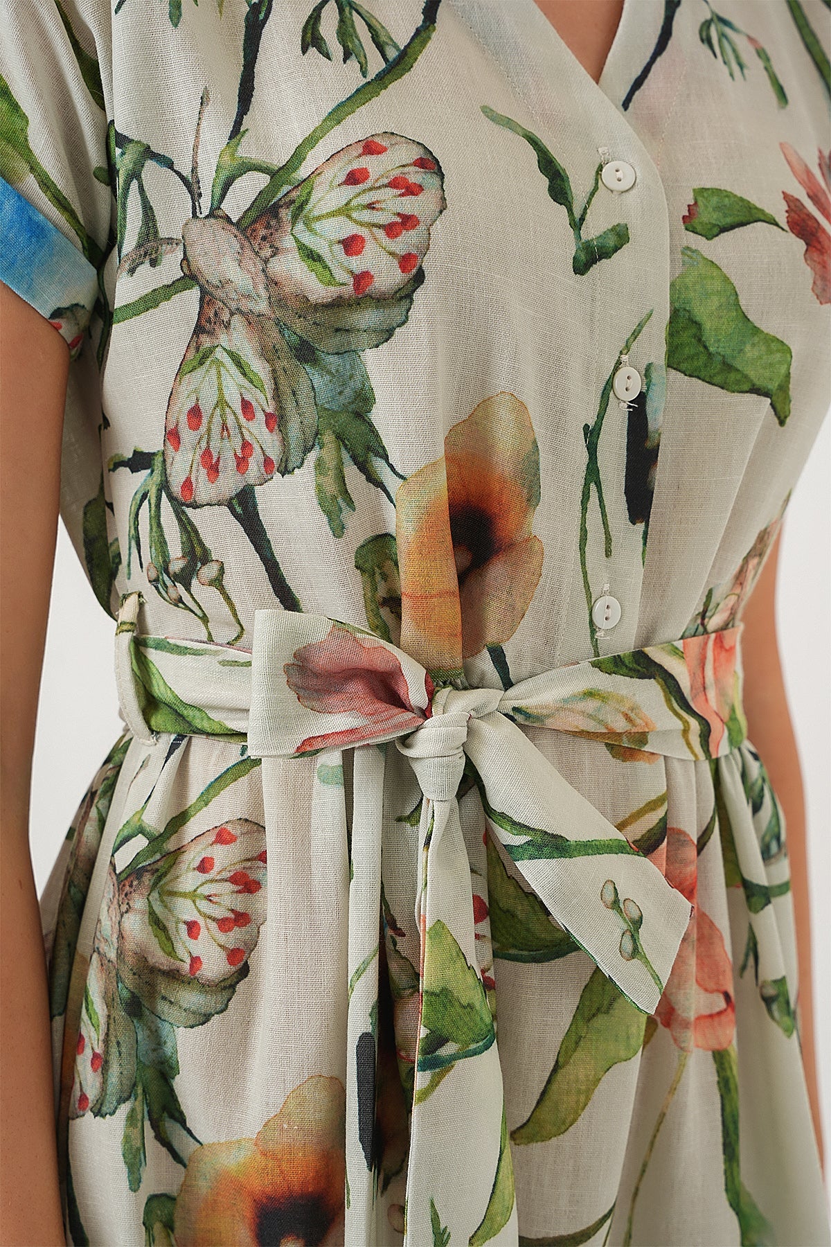 kadin desenli kisa kol elbise 2558 - Justyol