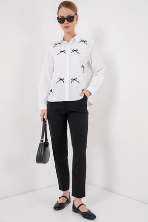 kadin fiyonk detay gömlek 20311 - Justyol