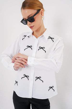 kadin fiyonk detay gömlek 20311 - Justyol