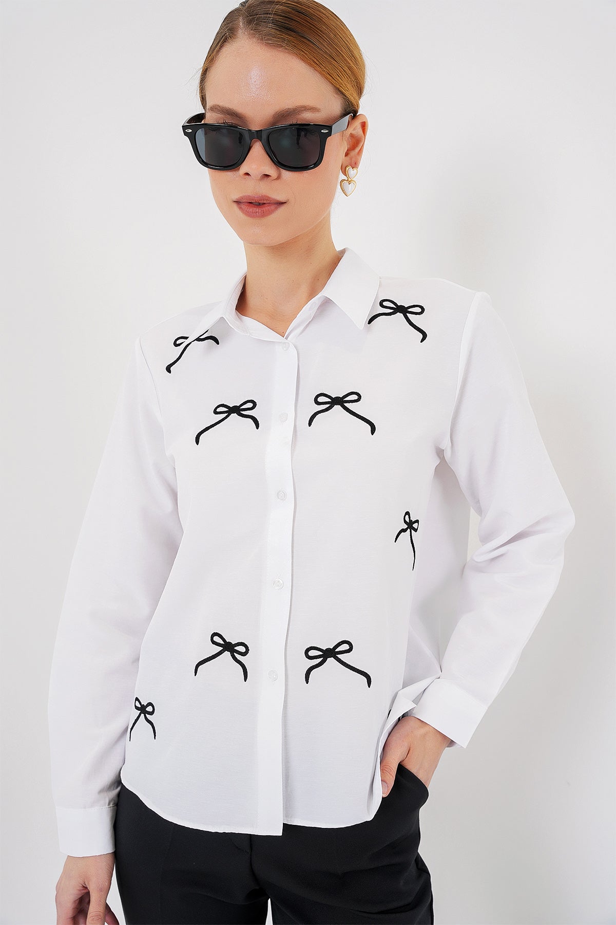 kadin fiyonk detay gömlek 20311 - Justyol