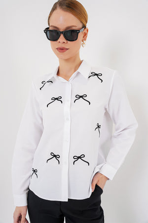 kadin fiyonk detay gömlek 20311 - Justyol