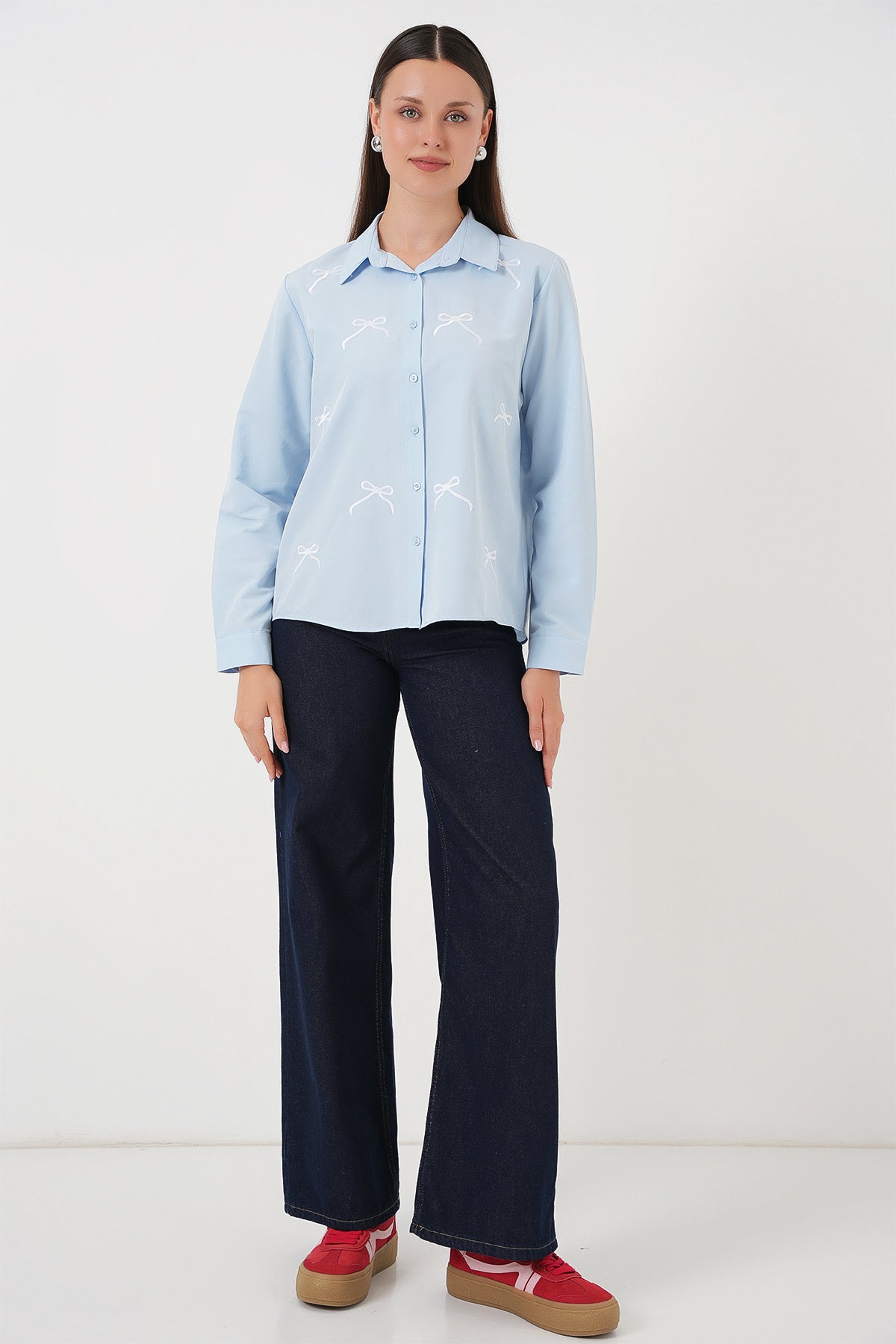 kadin fiyonk detay gömlek 20311 - Justyol