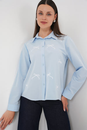 kadin fiyonk detay gömlek 20311 - Justyol