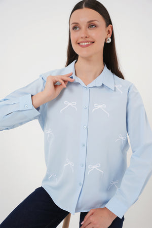 kadin fiyonk detay gömlek 20311 - Justyol