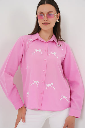 kadin fiyonk detay gömlek 20311 - Justyol