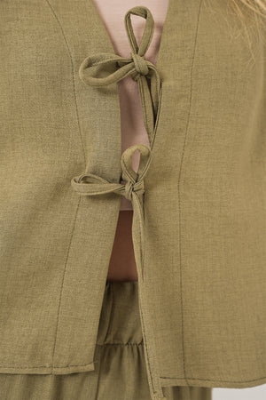 kadin keten görünümlü sifir kol ikili takim 6746 - Justyol