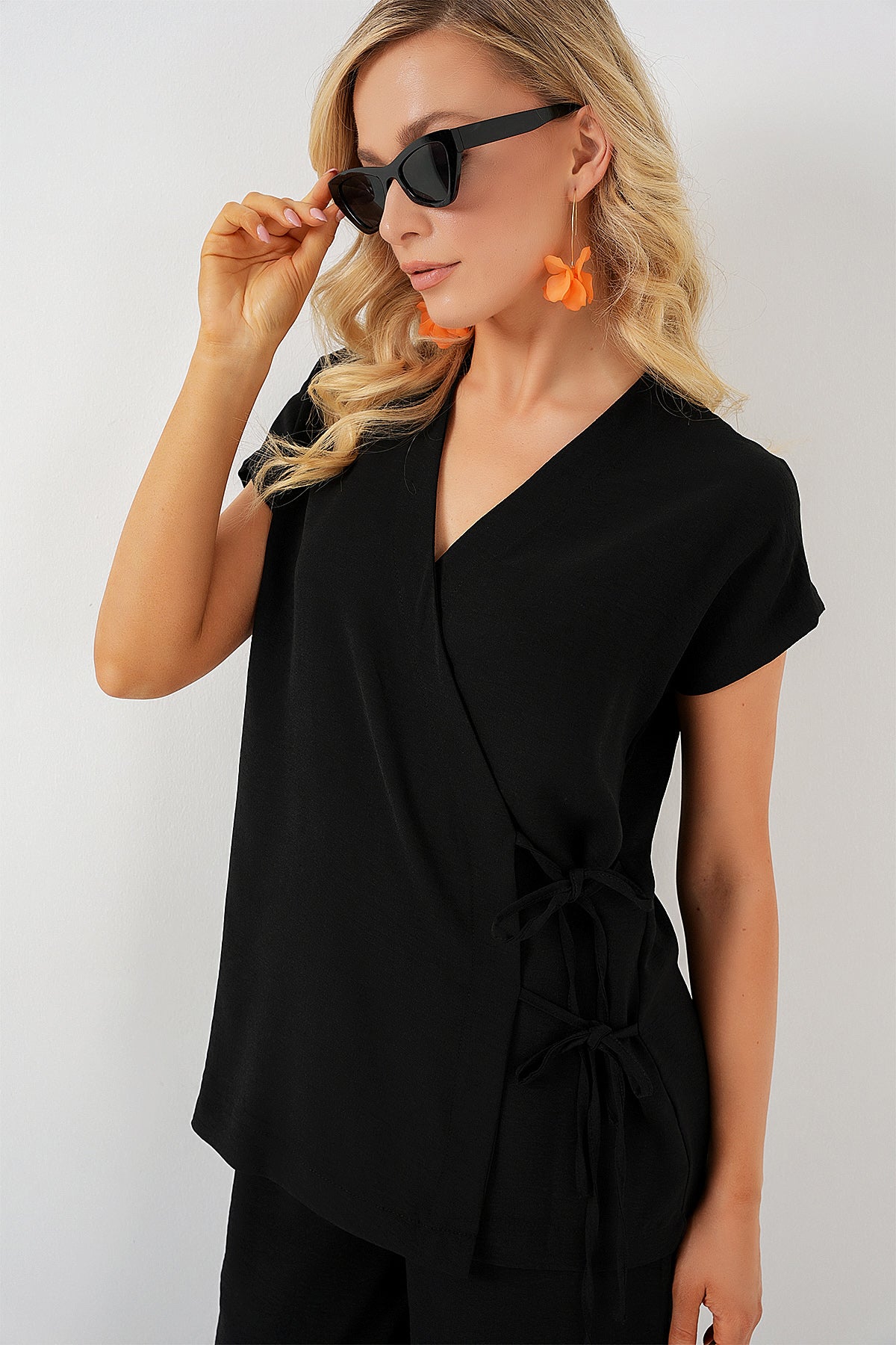 kadin kisa kol bağcikli ayrobin ikili takim 6741 - Justyol