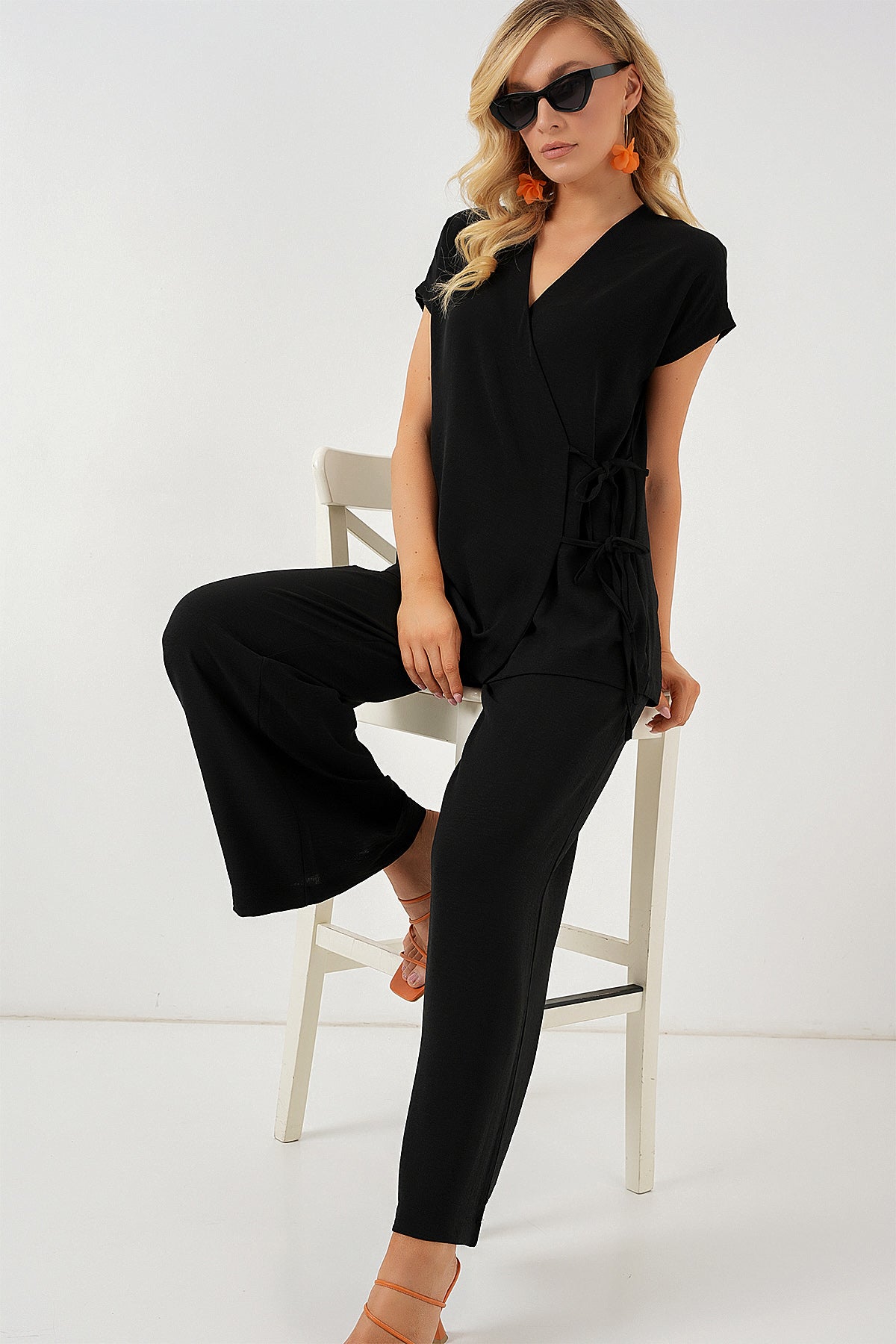 kadin kisa kol bağcikli ayrobin ikili takim 6741 - Justyol