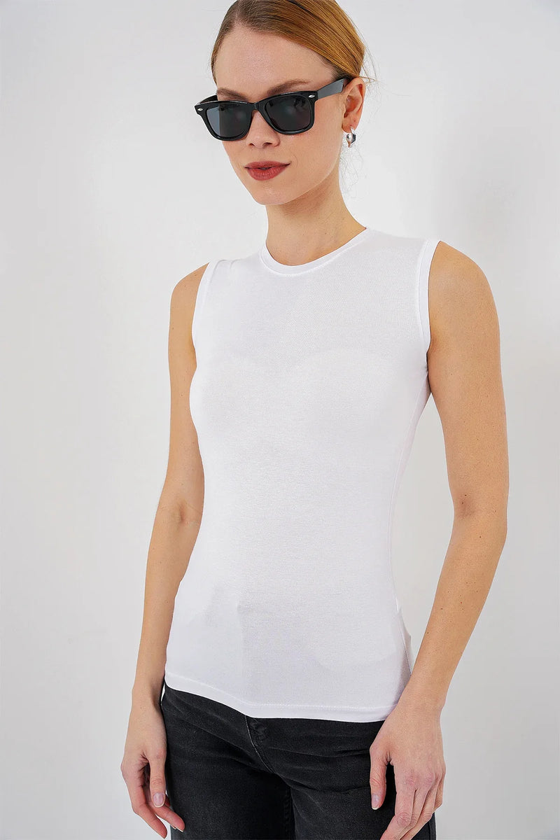 Body femme sans manches en viscose et lycra 4347
