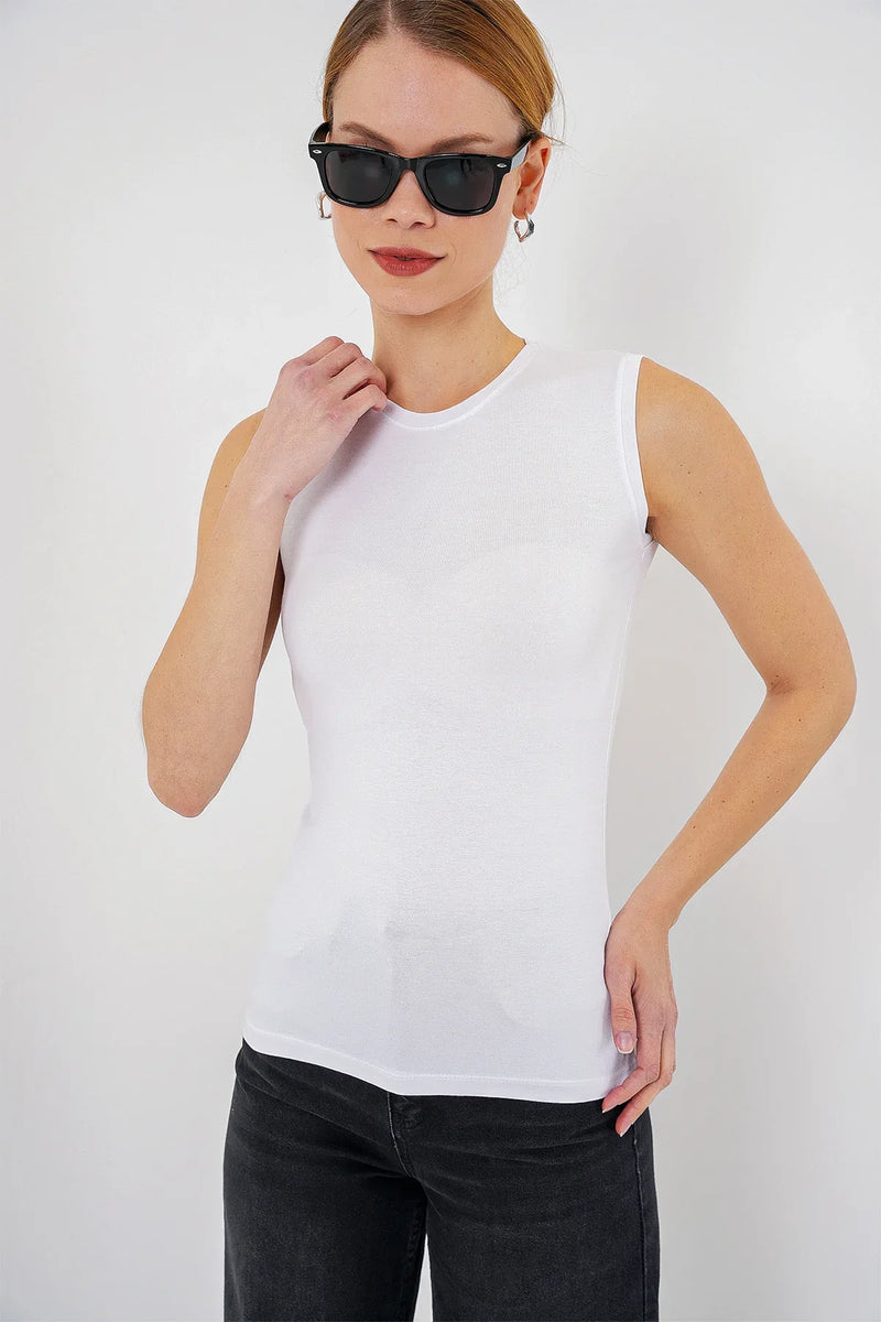 Body femme sans manches en viscose et lycra 4347