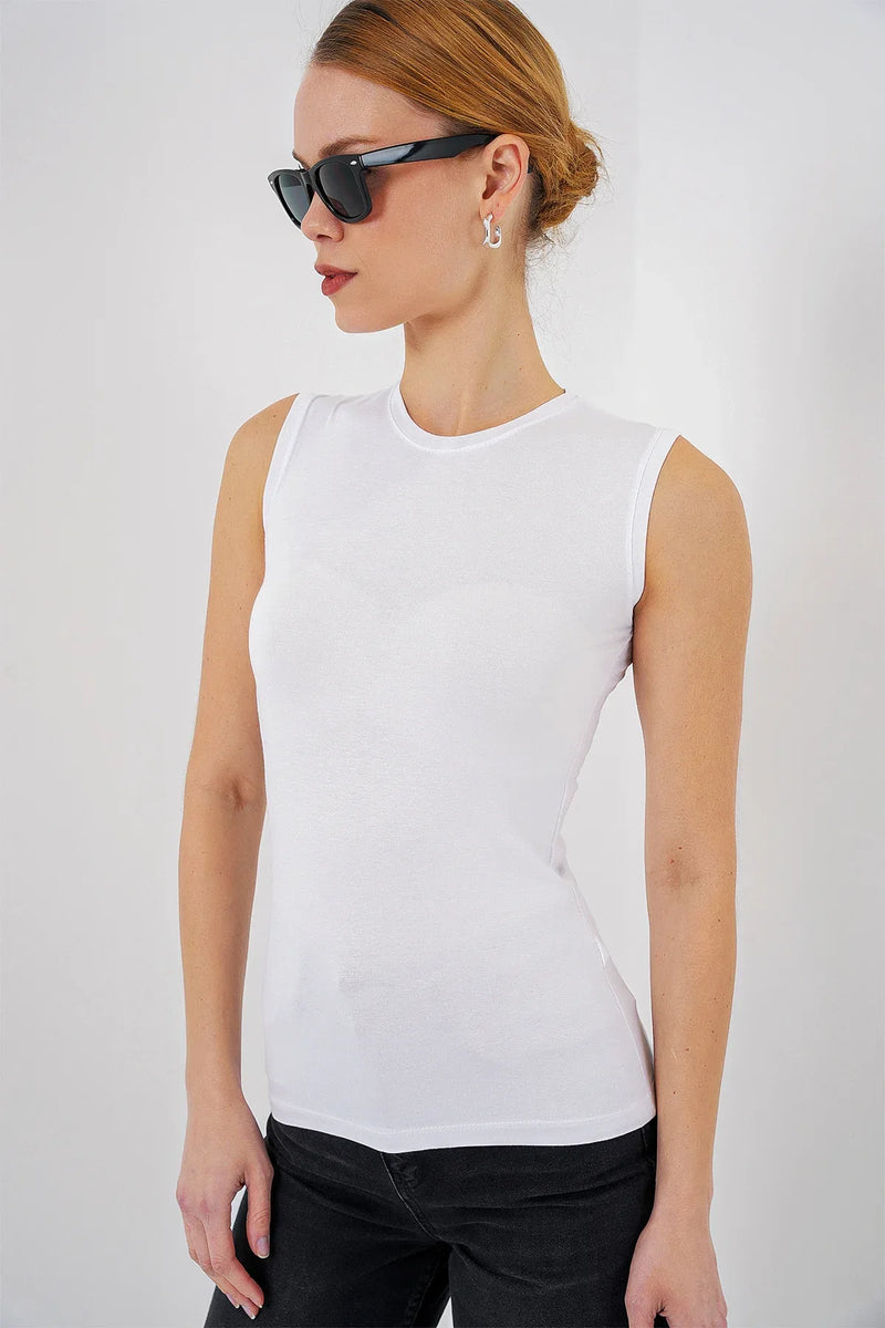 Body femme sans manches en viscose et lycra 4347
