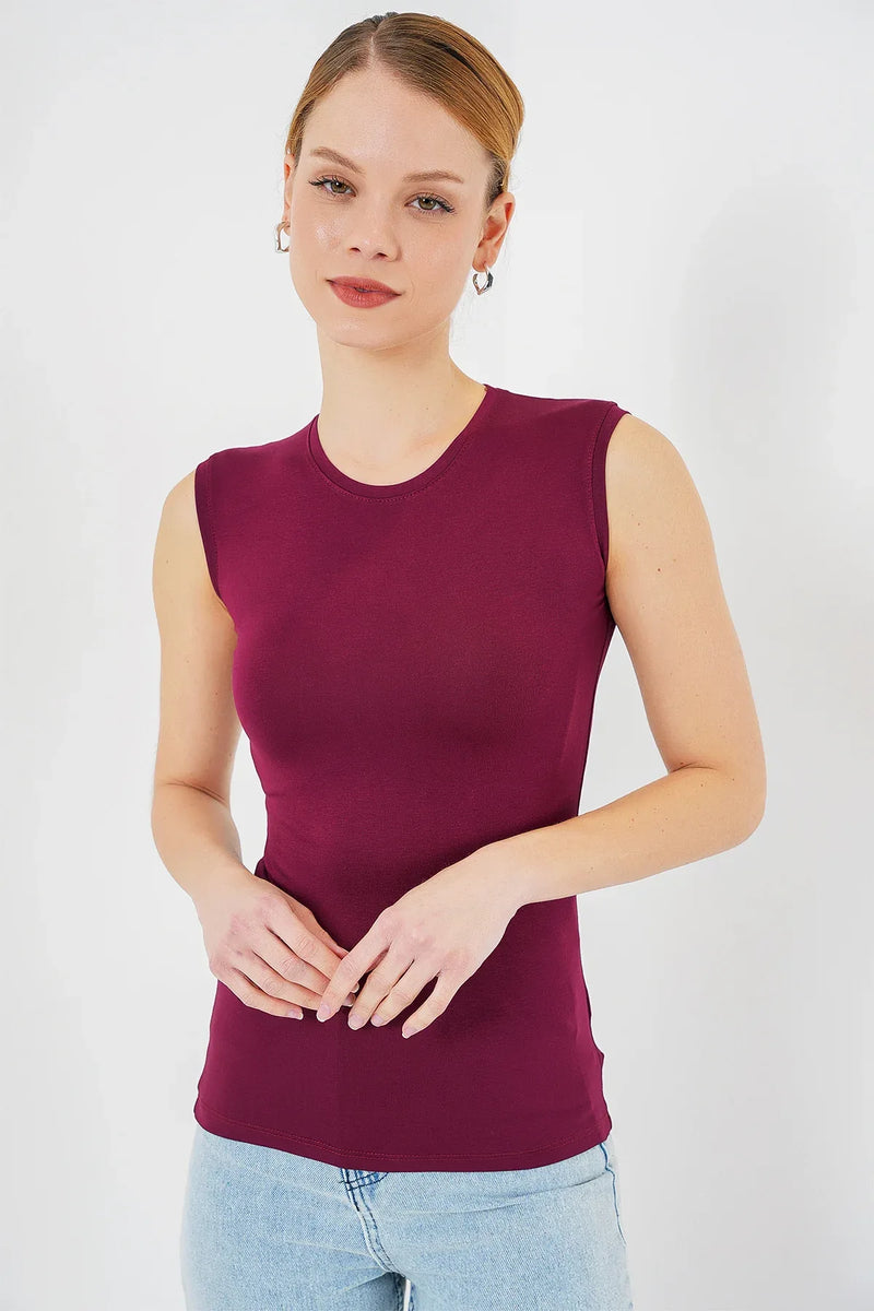 Body femme sans manches en viscose et lycra 4347