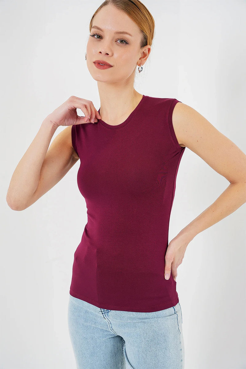 Body femme sans manches en viscose et lycra 4347