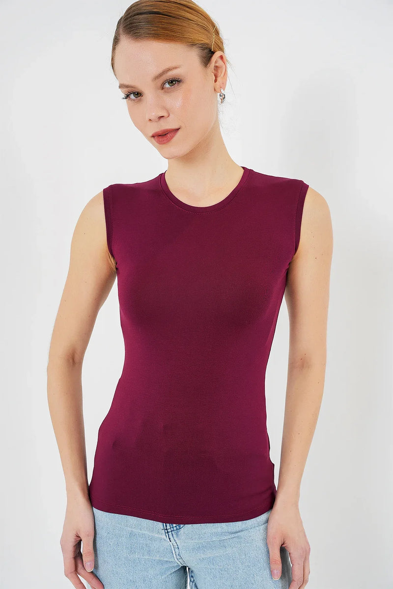 Body femme sans manches en viscose et lycra 4347